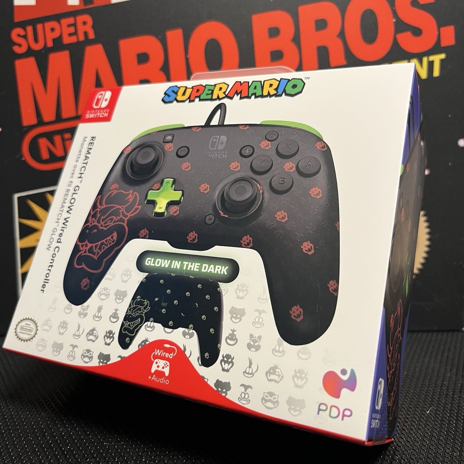 Super Mario PDP Rematch Glow Wired Controller Nintendo Switch