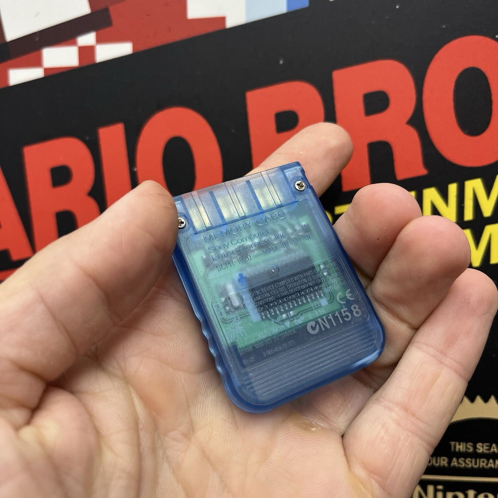 Original Playstation PS1 Memory Card Transparent Blue TESTED FREE TRACKED POST