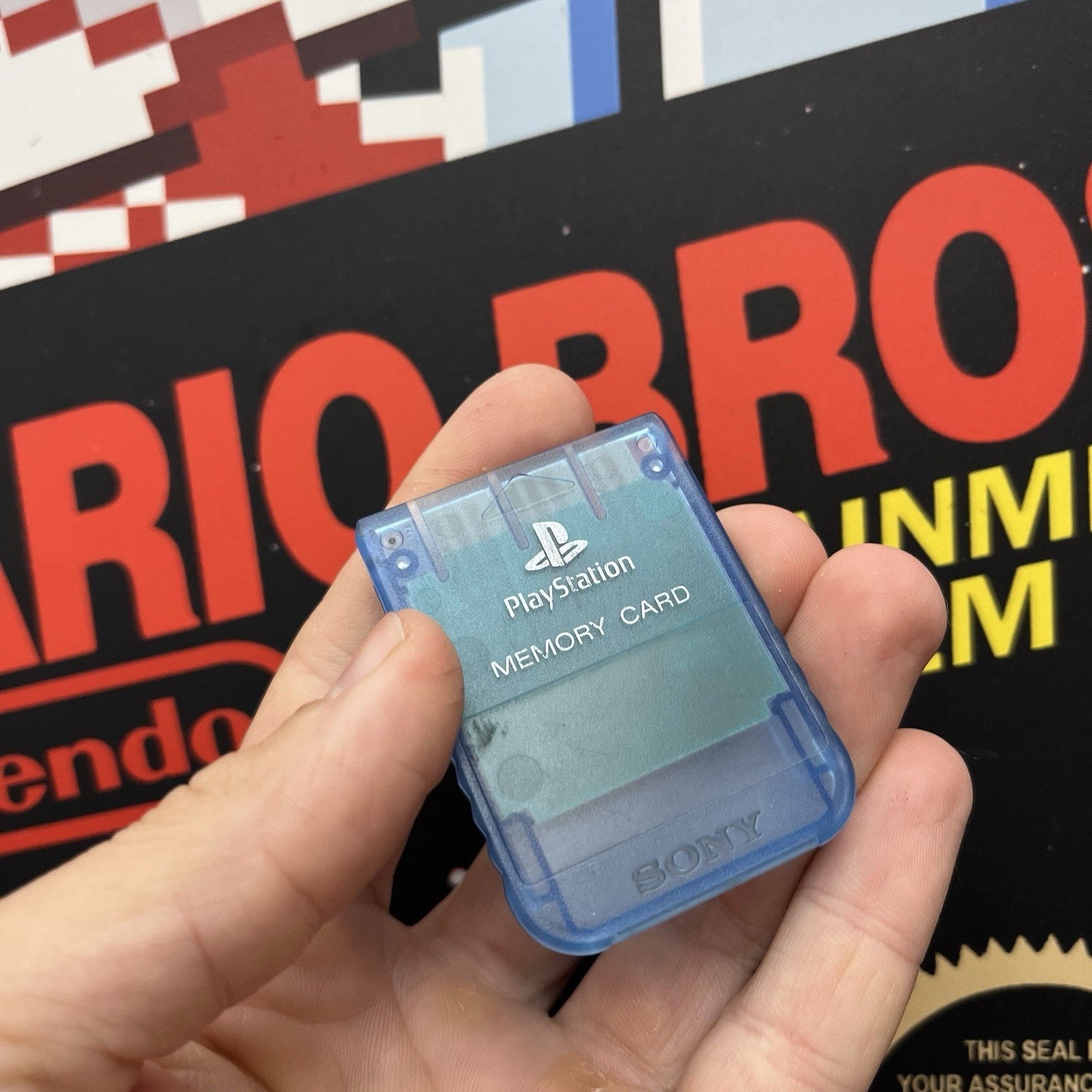 Original Playstation PS1 Memory Card Transparent Blue TESTED FREE TRACKED POST