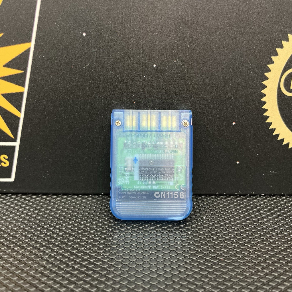 Original Playstation PS1 Memory Card Transparent Blue TESTED FREE TRACKED POST