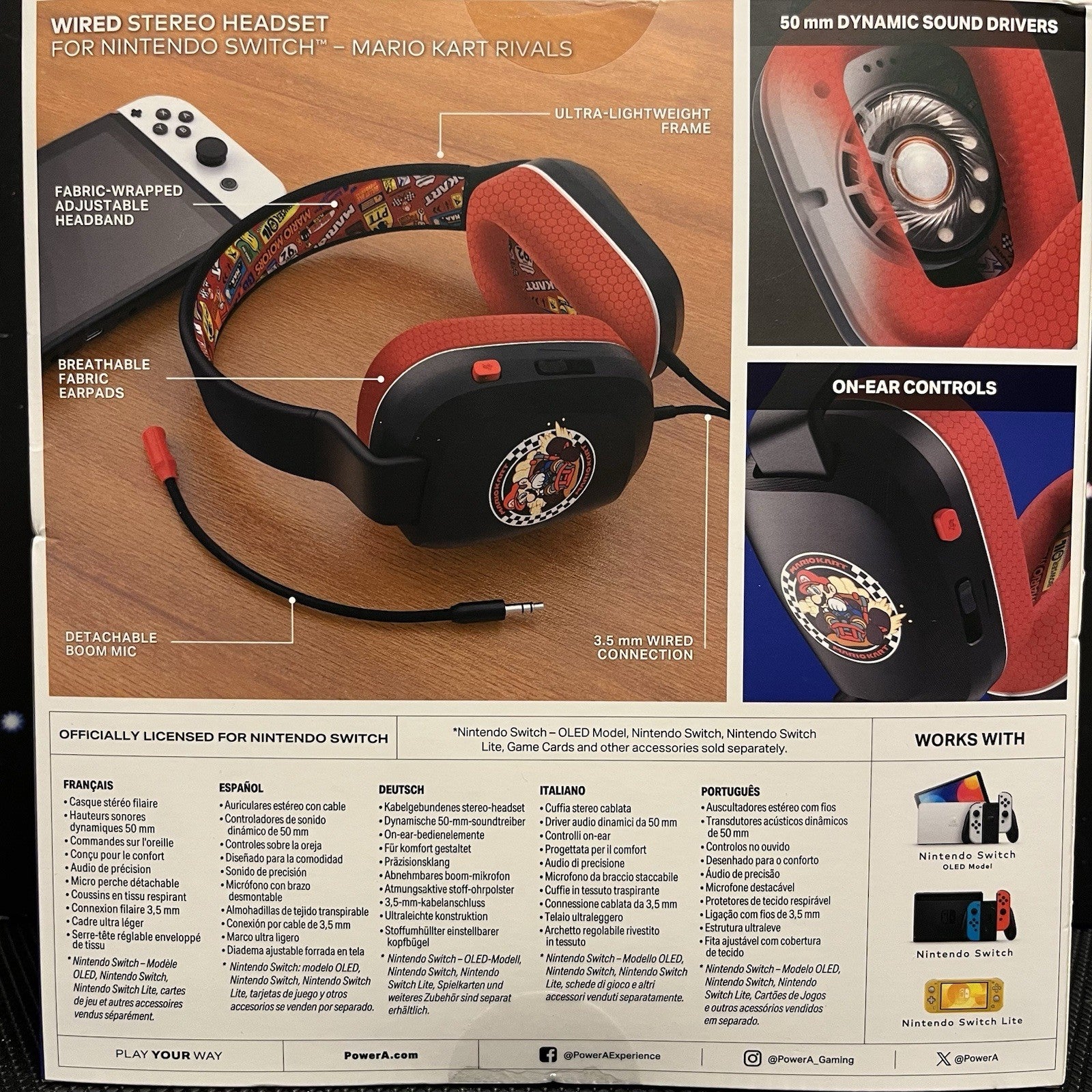 Official PowerA Nintendo Switch Mario Kart 3.5mm Wired Headset W.Mic