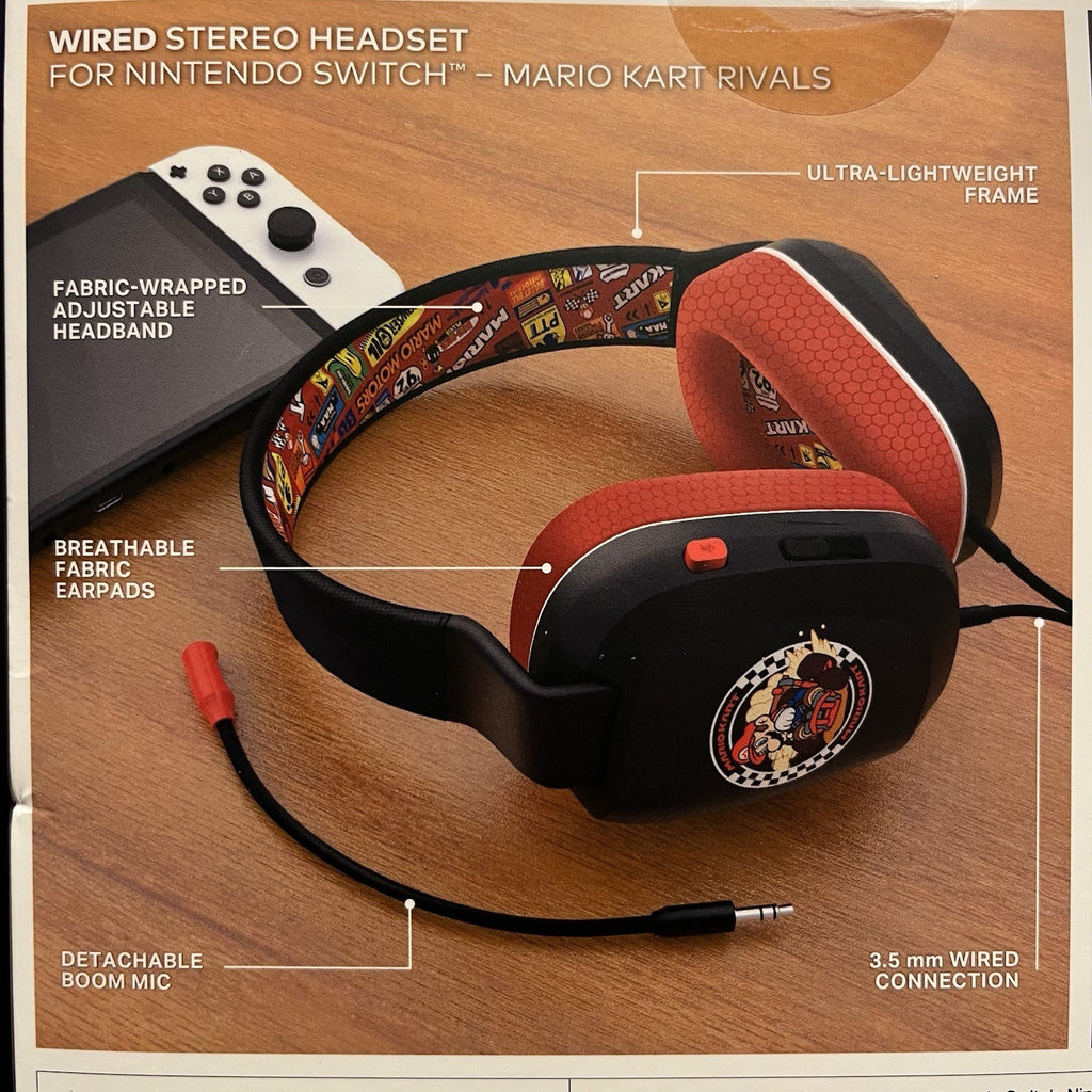 Official PowerA Nintendo Switch Mario Kart 3.5mm Wired Headset W.Mic