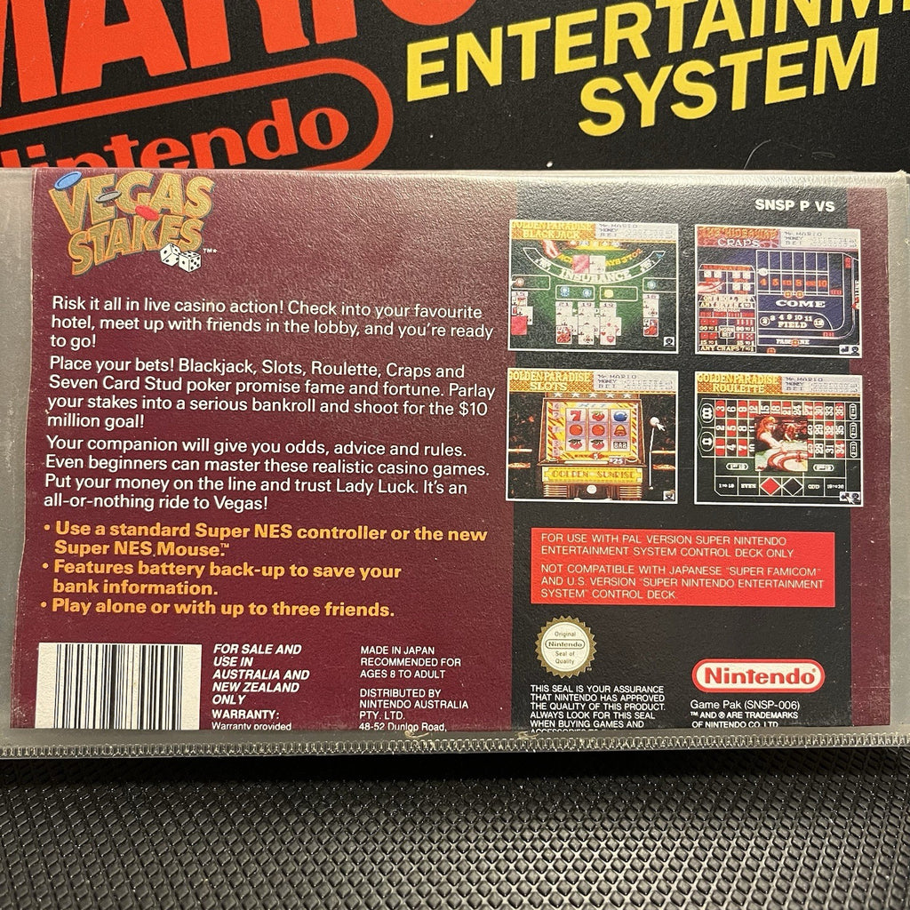 Vegas Stakes W.Manual Super Nintendo Entertainment System