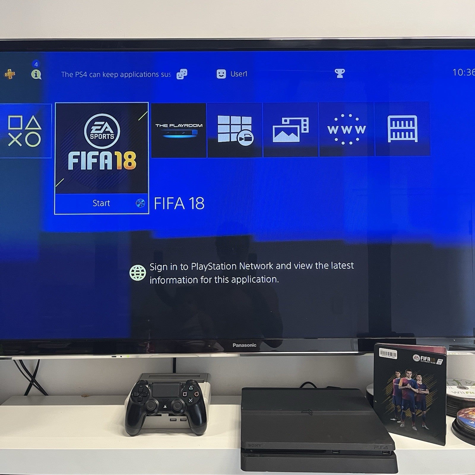 PlayStation 4 500GB Slim W.Game Controller & Leads Console