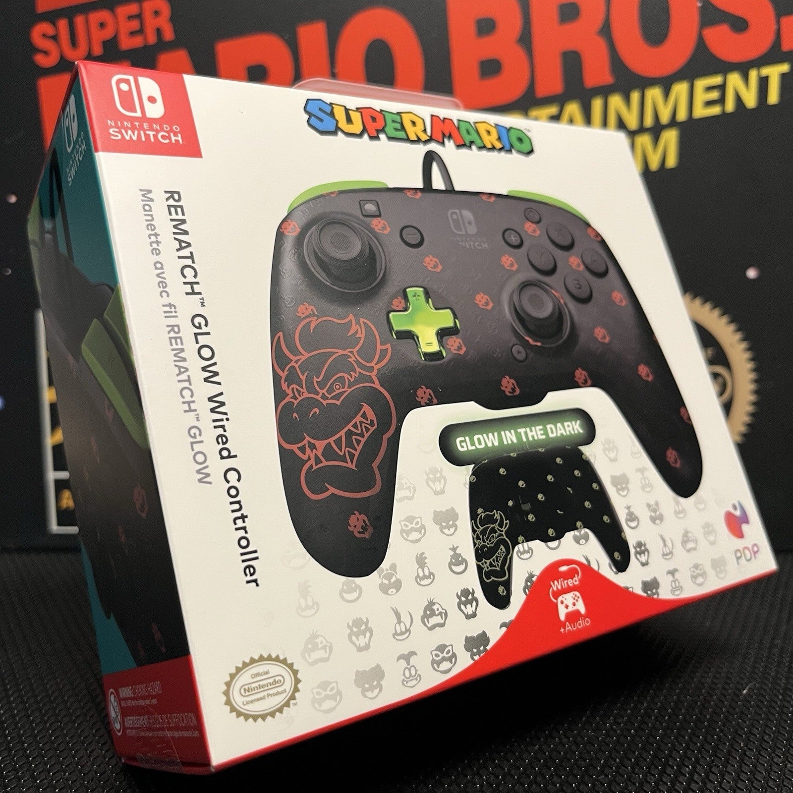 Super Mario PDP Rematch Glow Wired Controller Nintendo Switch