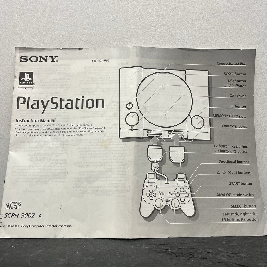 Playstation PS1 Console SCPH-9002 with controller,game, memory card & cables